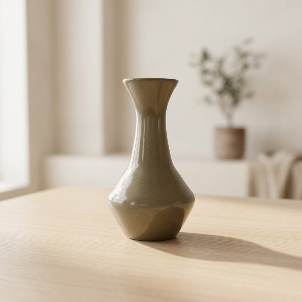 Handmade Ceramic Flared Flower Vase (8 Inch / 20 cm) | Himalayan Inspired Home Decor