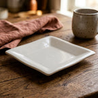 White square ceramic tray 6 inches. perfect for snack serving