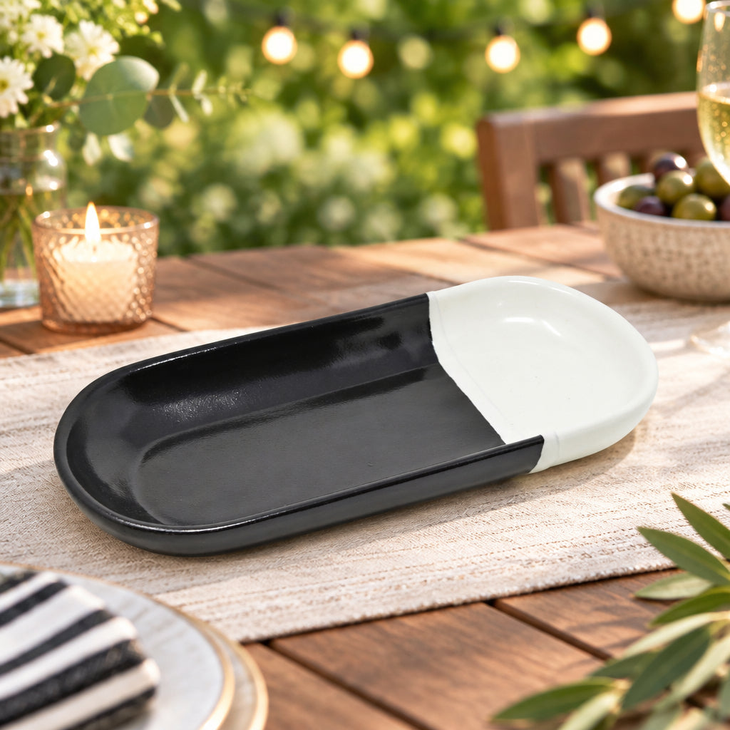 12 inch premium ceramic tray for serving white