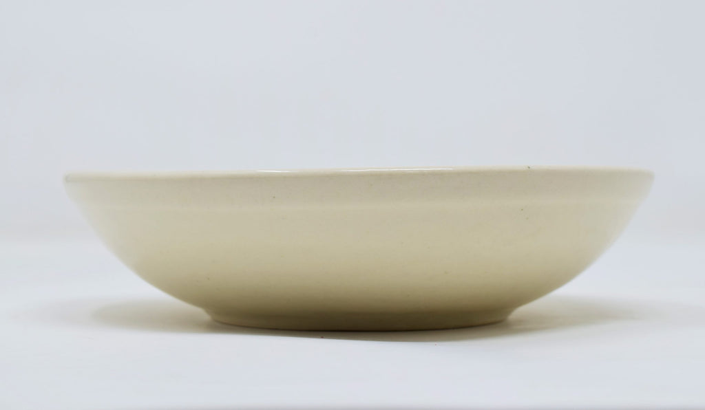 white shallow pasta bowl