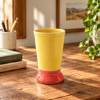 Handcrafted Pedestal-Base Ceramic Flower Vase & Tabletop Decor