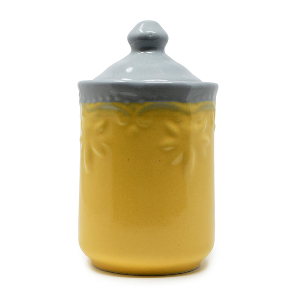 650ml ceramic storage jar with lid, yellow