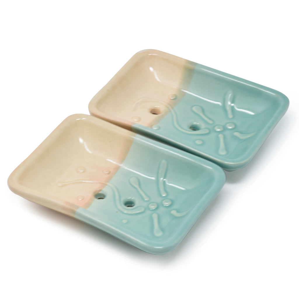 Handmade Stoneware Ceramic Soap Dish | Natural Dual-Tone Soap Holder