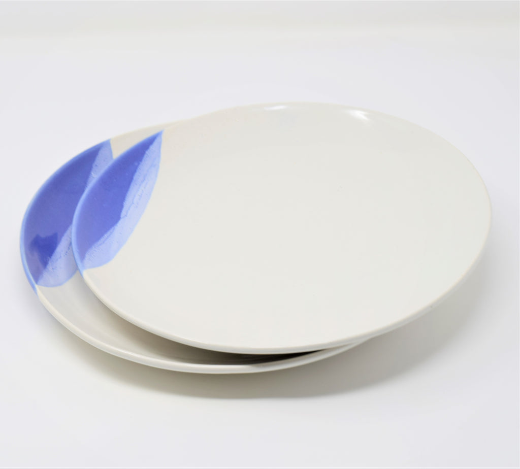 white andblue 10 inch plate