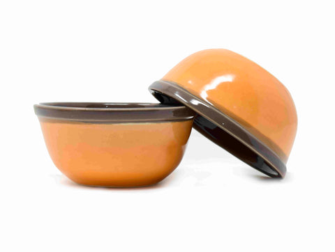 orange grey cereal bowl