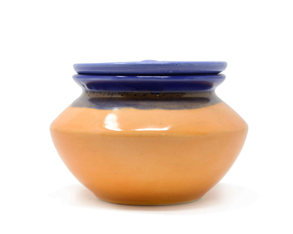 Orange and Aqua Handmade Pottery Jar or Haandi
