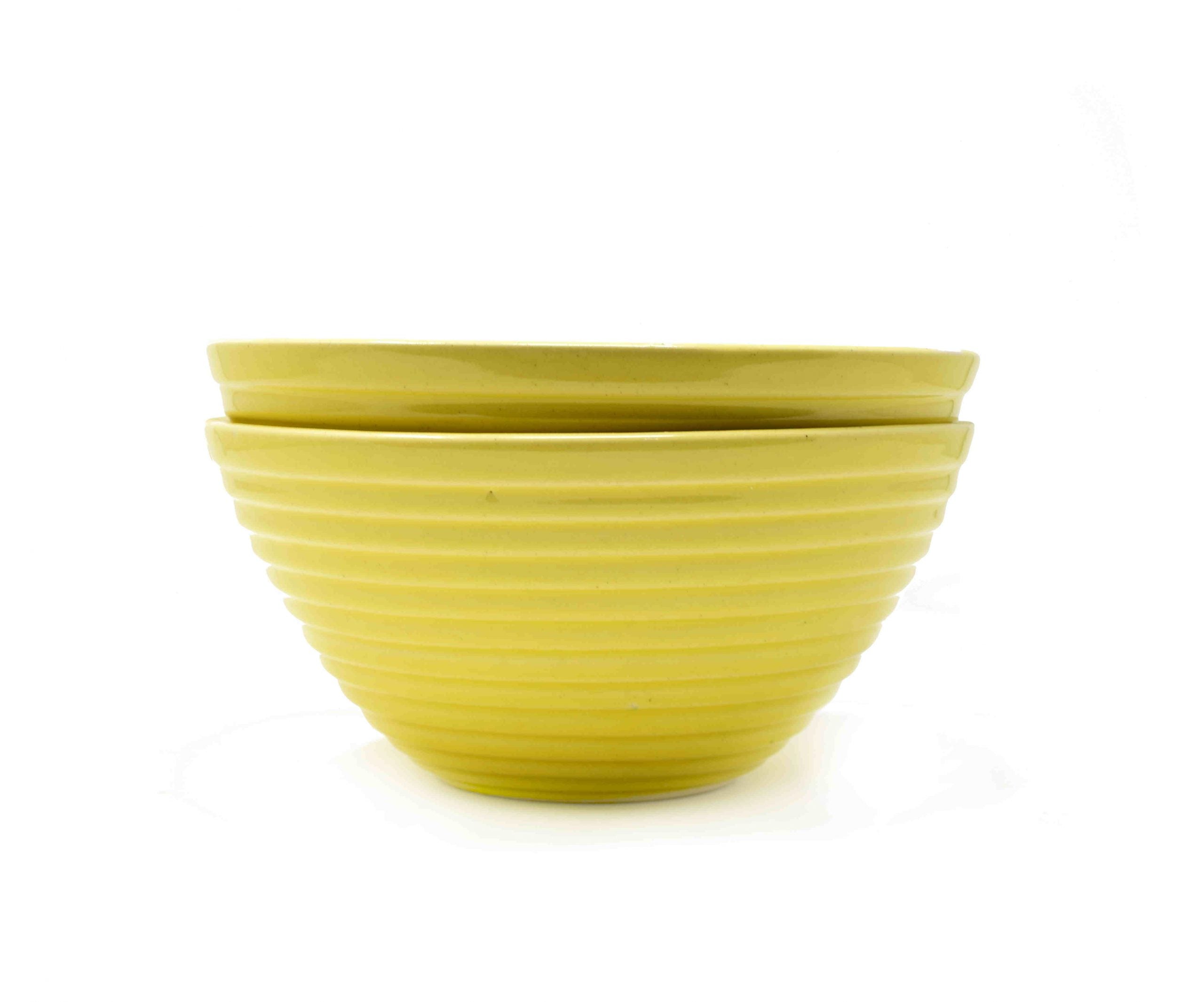 yellow ribbed bowl large 1.2 litre pottery mumbai