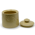 Handcrafted Embossed Ceramic Sugar Pot with Lid | Premium Stoneware Storage Jar