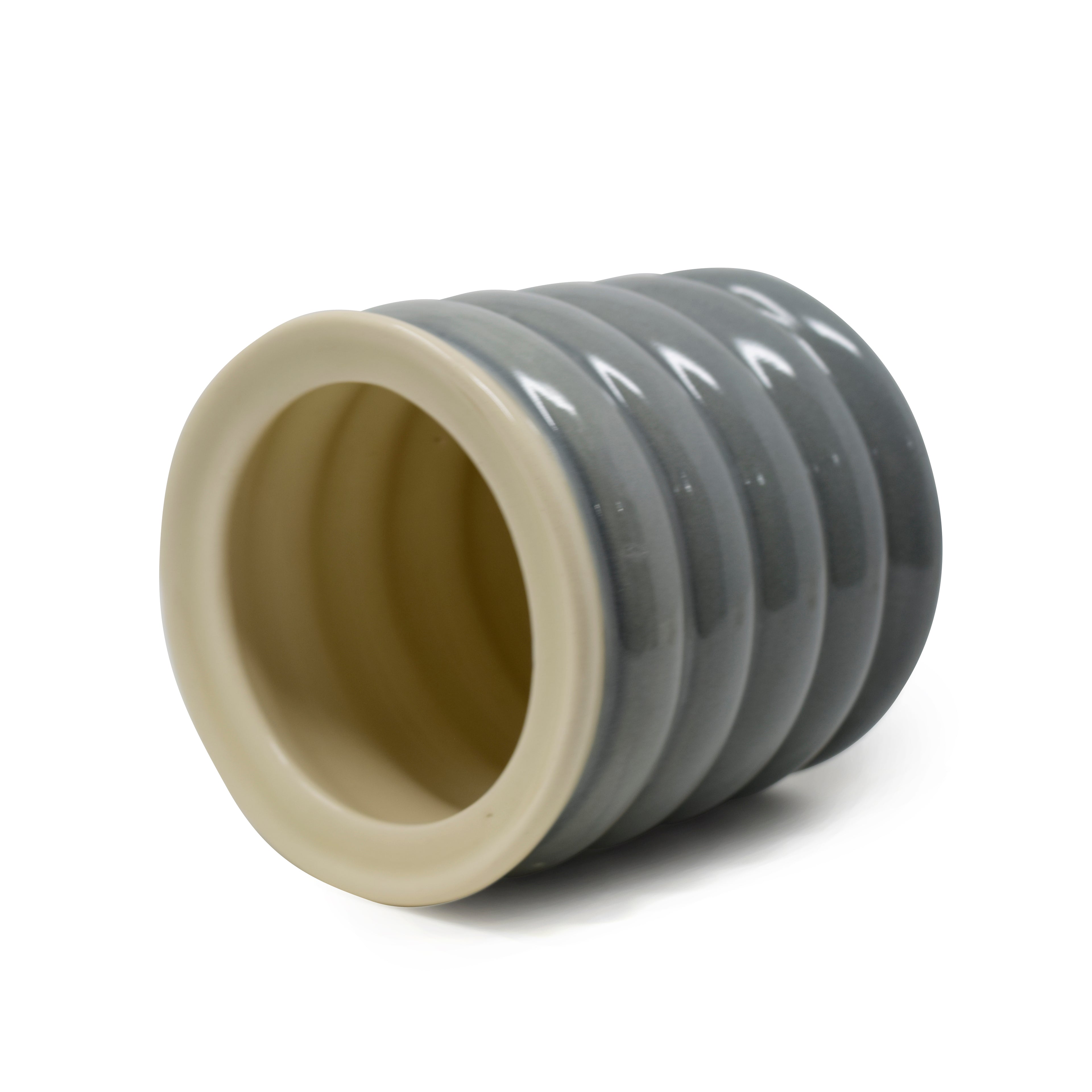 625ml Ribbed Ceramic Jar with Lid