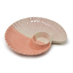 Handcrafted Ceramic Chip and Dip Platter - Coastal Seashell Design for Stylish Entertaining