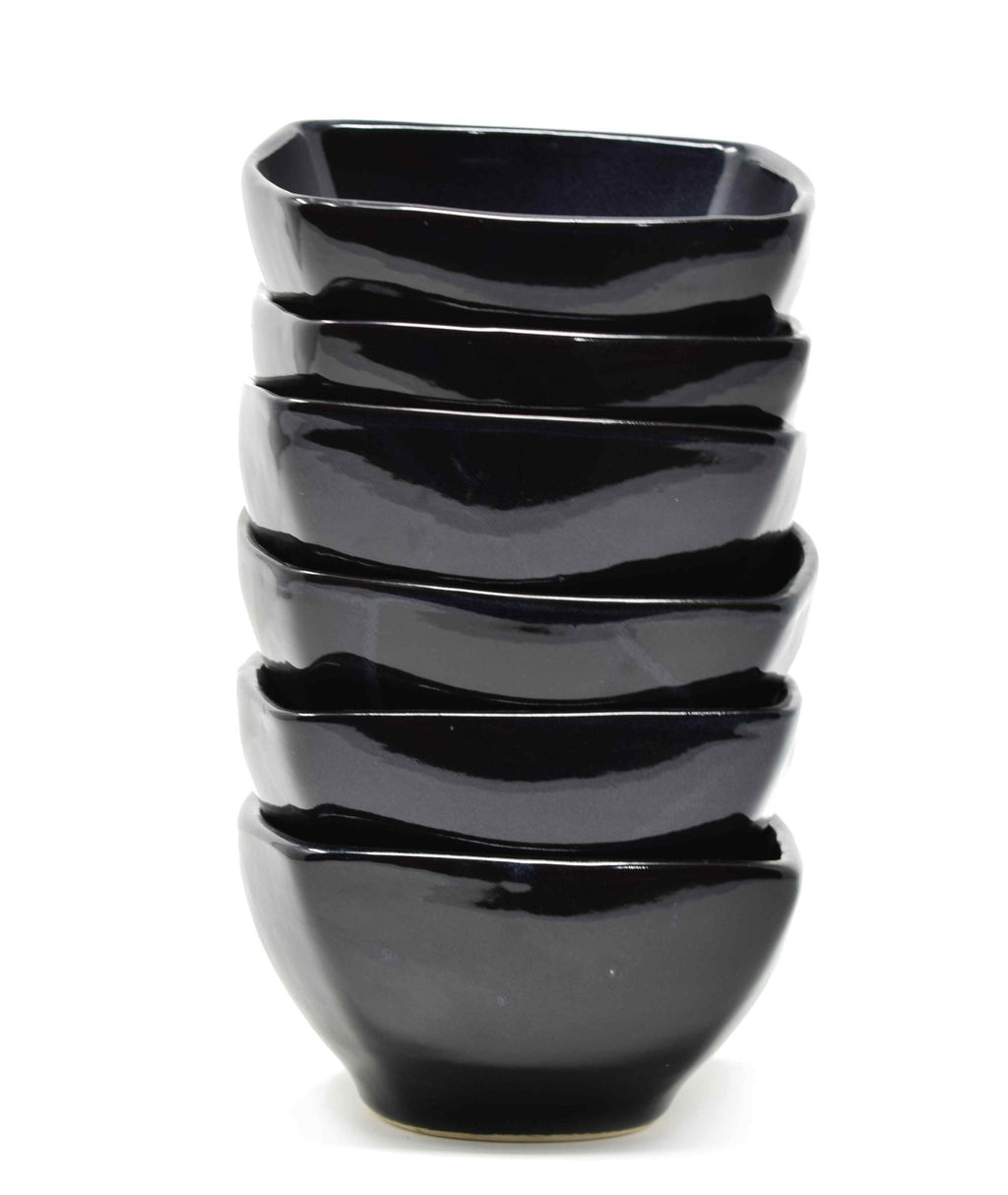 Handcrafted Square Ceramic Soup & Serving Bowls (325ml, Set of 2) | Stoneware Katori Set