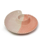 Handcrafted Ceramic Chip and Dip Platter - Coastal Seashell Design for Stylish Entertaining