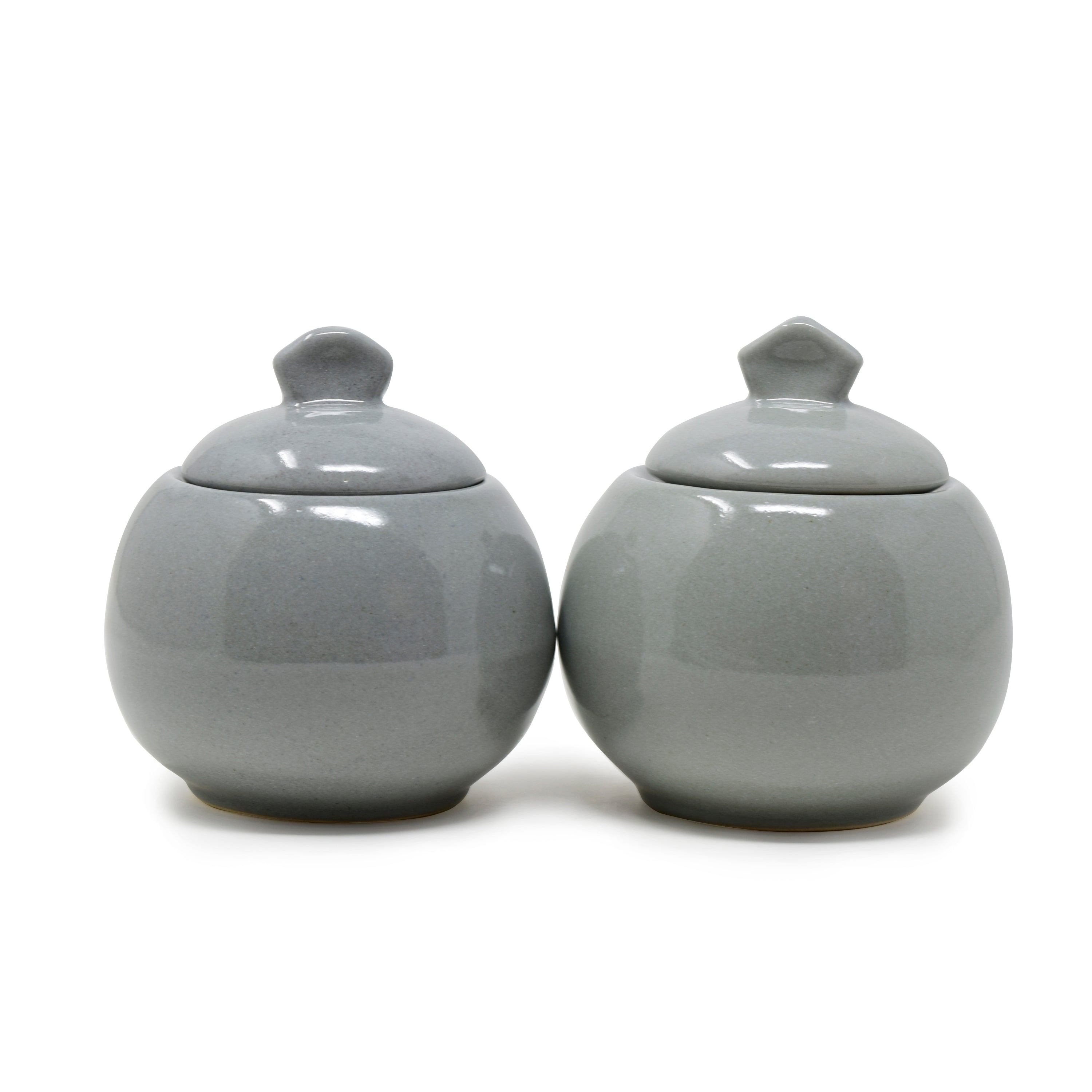 Set of 2 Ceramic Mini Small Jars or Pots 125 ml