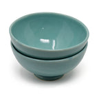 Handcrafted Footed Ceramic Soup & Snack Bowls (Set of 2) | Japanese Style Stoneware Katori