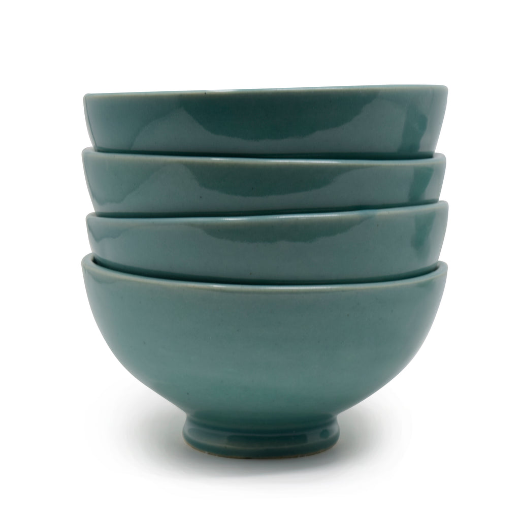 Handcrafted Footed Ceramic Soup & Snack Bowls (Set of 2) | Japanese Style Stoneware Katori