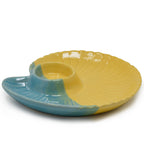 Handcrafted Ceramic Chip and Dip Platter - Coastal Seashell Design for Stylish Entertaining