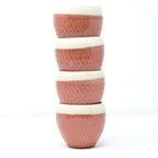 Textured Bulbous Handleless Ceramic Tea Cups (Set of 4) | 300 ml Kulhad Tumblers